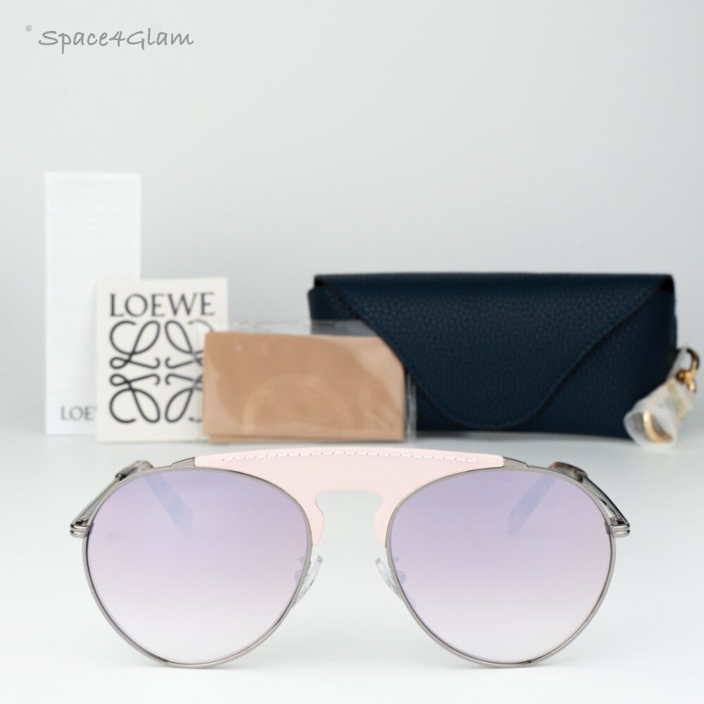 Loewe Men Sunglasses LW40005U 14U Pink Leather Bordeaux Mirror Pilot BRAND NEW